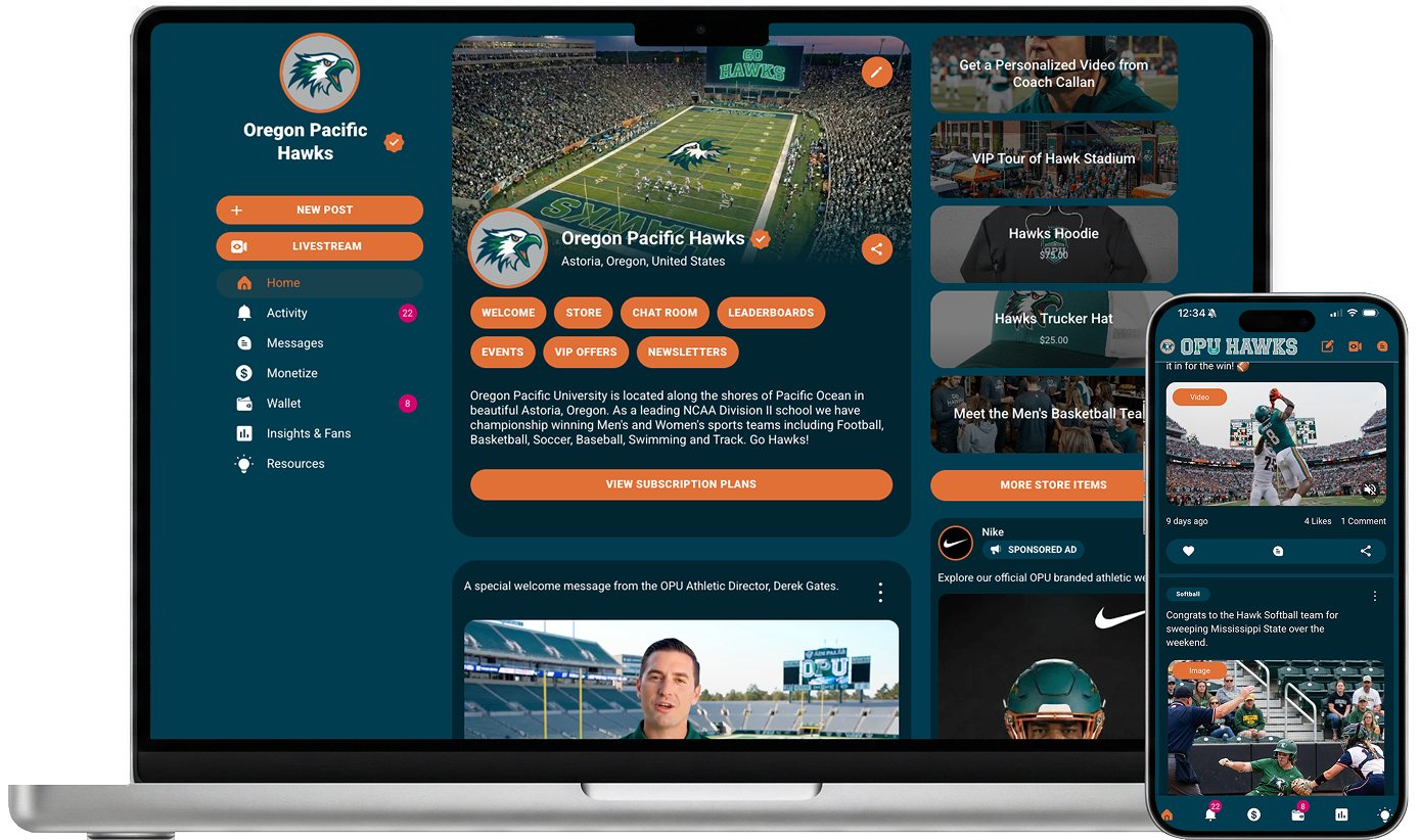 Launch a free website and dedicated iOS and Android apps under your own domain. Personalize your look, distribute your digital content, sell merchandise, create community, and own the data.