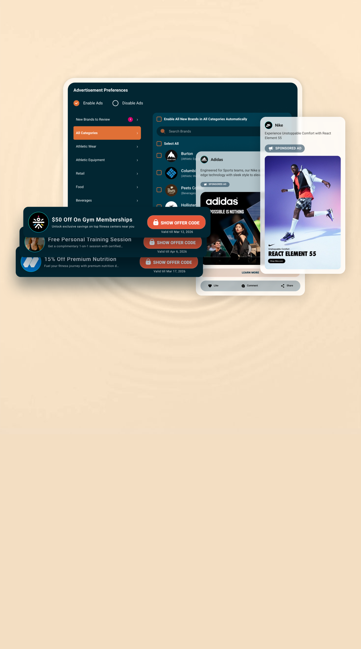 Run your own advertising network to earn money from brands and provide special VIP offers to your fans.
